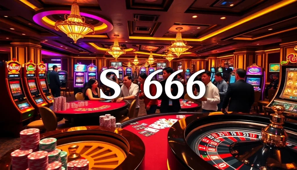 Gamblers enjoy the vibrant atmosphere at S666 Casino, engaging with tables and exciting games.