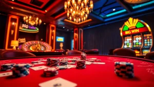 Exciting gaming scene at Nhà Cái 11uu featuring vibrant casino tables and engaging online gambling elements.