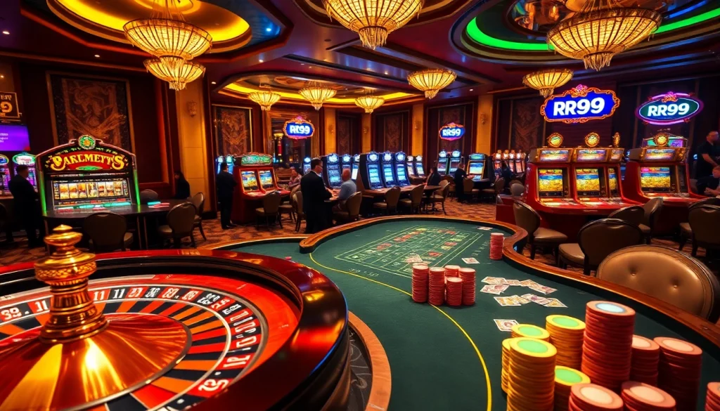 Experience the excitement of RR99 with vibrant casino tables and lively gameplay.