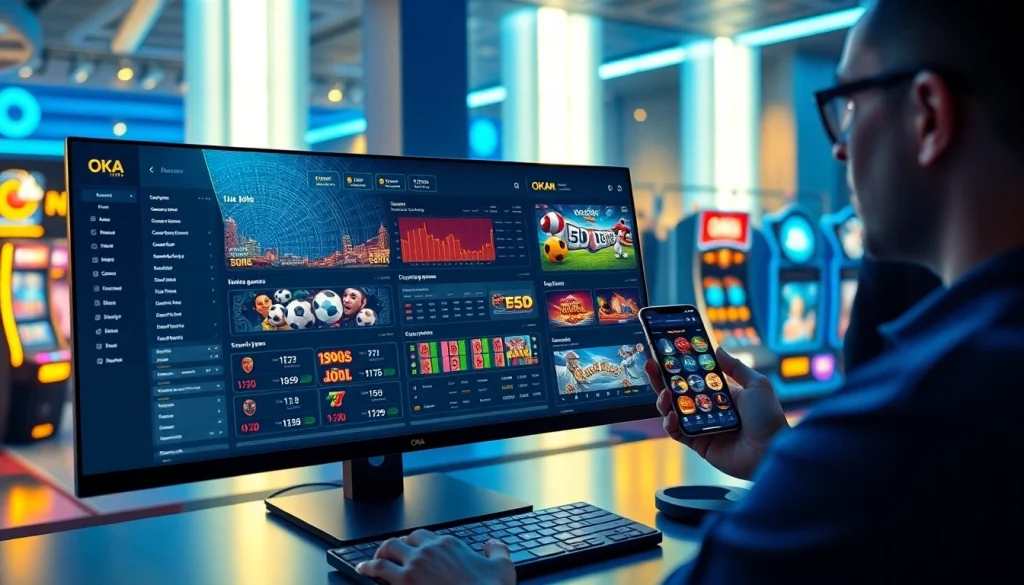 OKATM online gambling platform interface showcasing live sports and casino games.