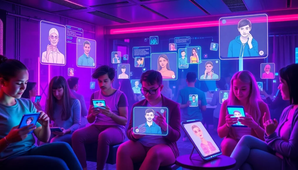 Engaging scene of users interacting with the best nsfw ai platforms in a vibrant digital environment.