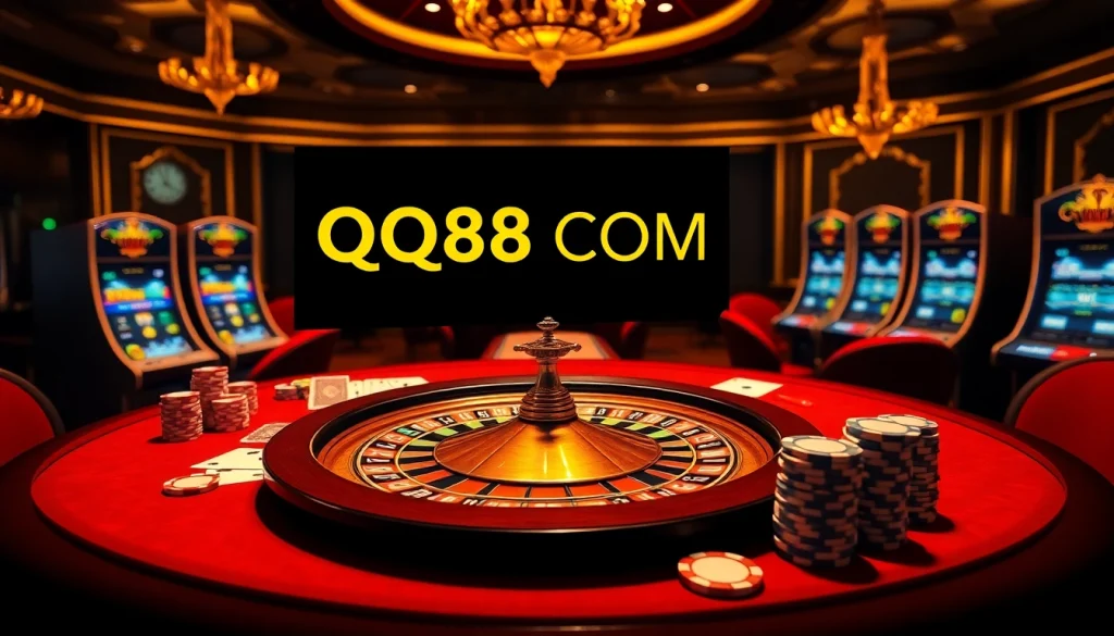 Playing poker at QQ88 COM with luxurious chips and elegant casino ambiance