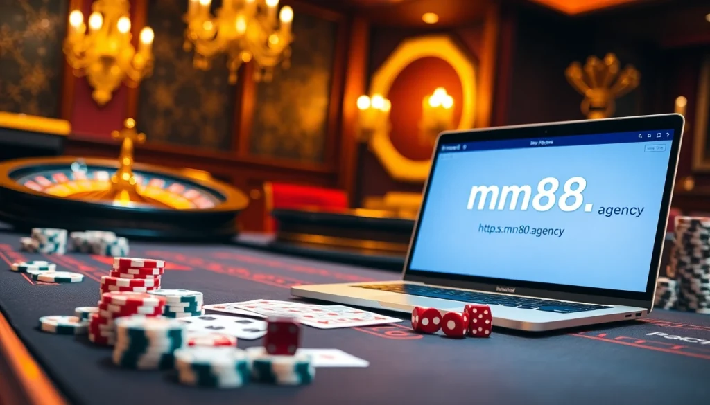 Experience the thrill of gaming at https://mm88.agency/ with vibrant casino elements and luxurious decor.